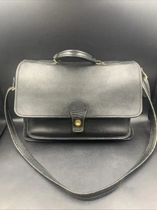 Vintage 1990s COACH Beekman Black Leather Briefcase Messenger Shoulder Bag 5266  - Picture 1 of 15