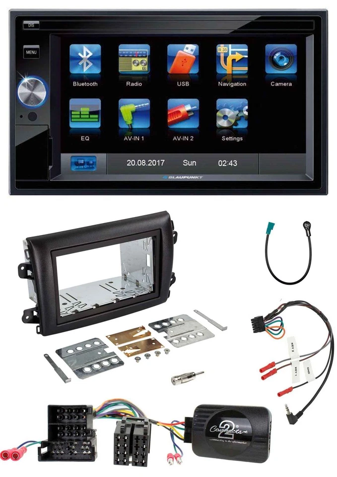 Blaupunkt 2DIN Bluetooth TMC USB Lenkrad SD Navigation für Fiat Ducato ZFA250 ab - Bild 1 von 4