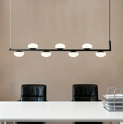 Candelabro industrial 7 luzes para sala de jantar e ilha de cozinha, 39 polegadas preto - Imagem 1 de 4