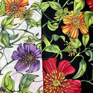 Clematis Print Bundle of two 100% cotton Fabrics 1 yard 9 inches each to sew - Picture 1 of 6