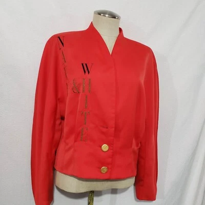 Vtg Mondi Red Wool Blend Cropped Embroidered Jacket Cardigan Germany 44/US L/XL - Image 1 of 4