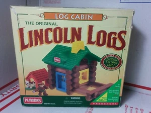 Vtg Playskool Lincoln Logs 1992 Playground + 1995 Log Cabin - Nearly Complete - Picture 1 of 12