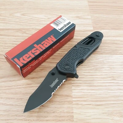 Cuchillo Plegable Kershaw 3" 8Cr13MoV Hoja de Acero Negro Vidrio Relleno Nylon Mango Foto 1 de 4