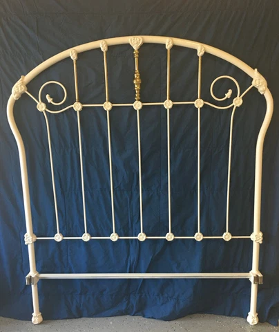 Heirloom Antique Cast Iron Full sized Bed Frame in floral and fleur de lis theme Cover