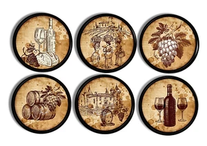 6 handgefertigte Schrankknöpfe mit Weinmotiv rustikal Schubladengriffe Vintage Weinberg Kunst - Bild 1 von 4