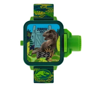 NUOVO OROLOGIO LCD DIGITALE JURASSIC WORLD CON LICENZA E 10 IMMAGINI DI PROIEZIONE - Foto 1 di 5