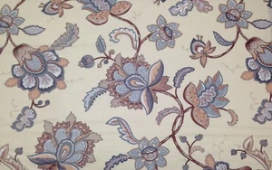 BLUMEN CREME #53564 JACOBEAN FLORAL VINTAGE MULTIUSE STOFF YARD 44"W - Bild 1 von 5