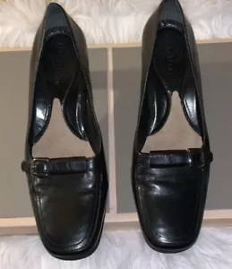 Cole Haan schwarze hochhackige Lederschuhe mit Schnalle 8,5 Blockabsatz 2,5 Zoll - Bild 1 von 13