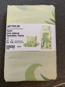 IKEA Dinosaurs JATTELIK Twin Duvet Cover & Pillowcase Kids Bed Set Green - Picture 1 of 5