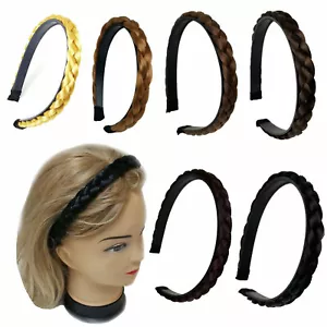 Fascia per capelli sintetici 0,5" intrecciata fascia intrecciata fascia per capelli donna ragazza - Foto 1 di 19