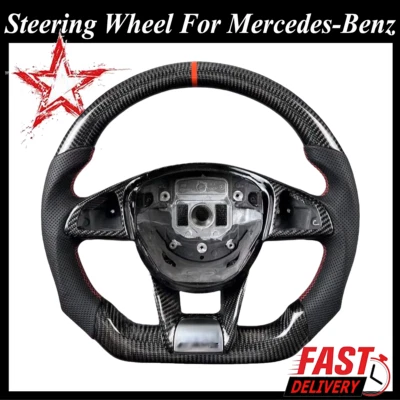 Steering Wheel Carbon Fiber Fit Mercedes-Benz C43 C63 E43 S G GLC GLE GLS AMG GT - Image 1 of 4