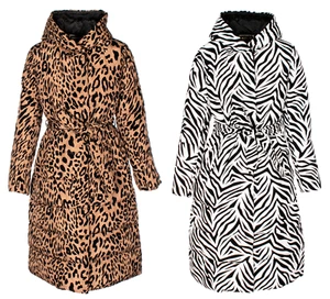 H&J CO Damen Daunenmantel Daunenjacke Wintermantel Gesteppt Leopard/Zebra Muster - Bild 1 von 7