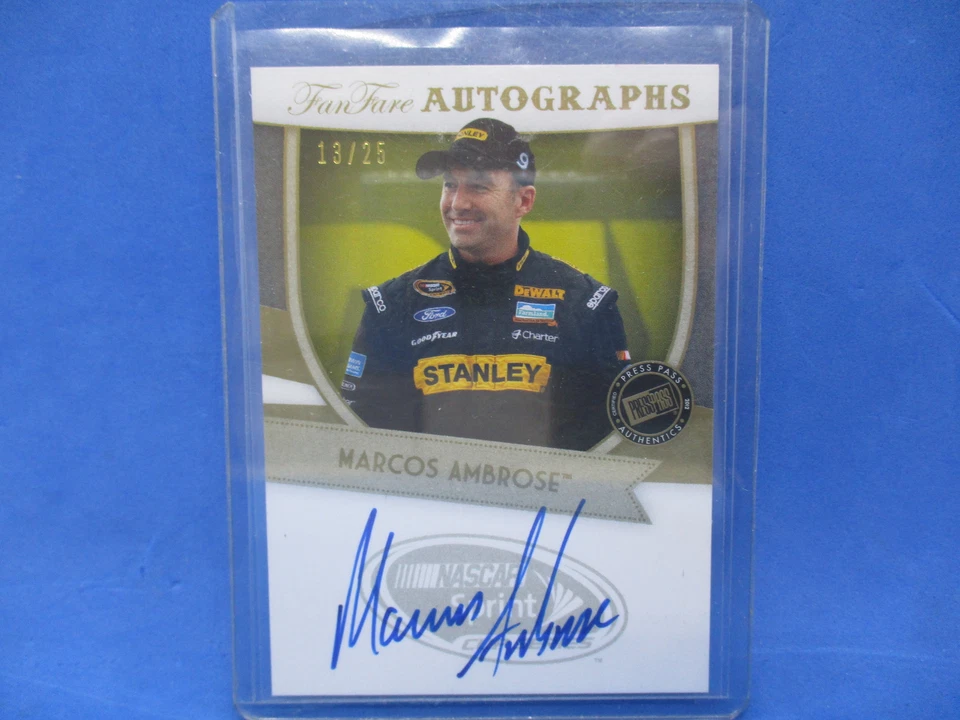 2012 Press Pass Fanfare Fanfare Auto Gold 13/25 Marcos Ambrose #FA-MA Auto - Image 1 of 2