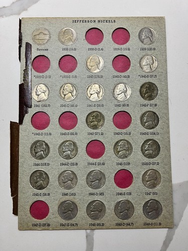 Jefferson Nickel Set (1938-1970) Incomplete