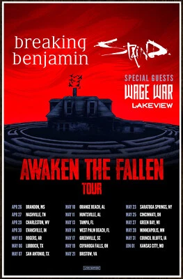 BREAKING BENJAMIN | STAIND | WAR WAR Tour 2025 Edición Limitada ¡Póster RARO! Rock Metal Foto 1 de 2