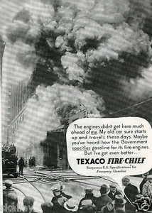 Anuncio impreso de gasolina Texaco Fire Chief Fire Engine 1935 - Imagen 1 de 1