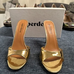 SUPERDOWN  Tori Heel In Gold Size 8 A1057 - Picture 1 of 18