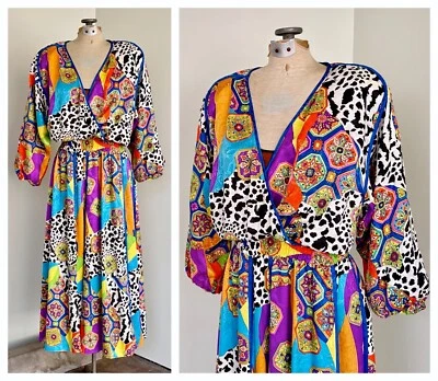 Maxi Vestido de Seda Diane Fries Para Mujer Talla Mediana Vintage Años 80 Diseñador Seda Foto 1 de 4