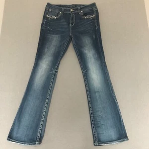 Grace Easy Fit Damen Jeans Mid Wash Verzierung Taschen Blau Größe 32 - Bild 1 von 12