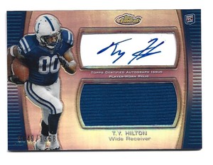 2012 TOPPS FINEST AUTOGRAPH JERSEY REFRACTOR T.Y. HILTON 849/1368 ROOKIE CARD RC