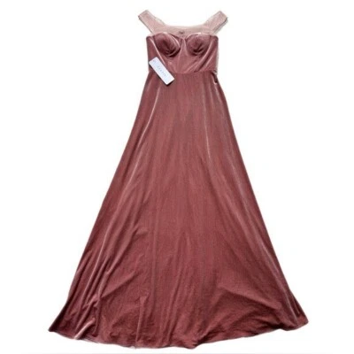 NEW Azazie Women Maben Velvet Mesh Princess Maxi Gown Dress A2 Sleeping Beauty - Image 1 of 4