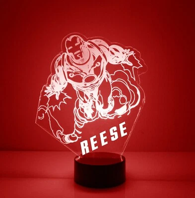 Iron Man, Personalized Marvel Avengers LED Night Light Lamp with Remote Control  - Image 1 of 4