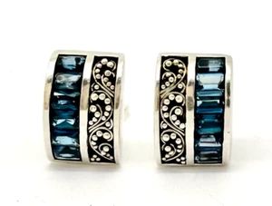 Lois Hill London Blue Sterling Silver Clip Omega Earrings - Picture 1 of 7