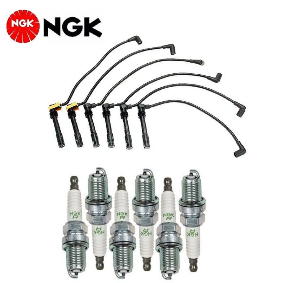 Conjunto de fios NGK + 6 velas de ignição NGK para Audi A6 1998-2001 - Imagem 1 de 1