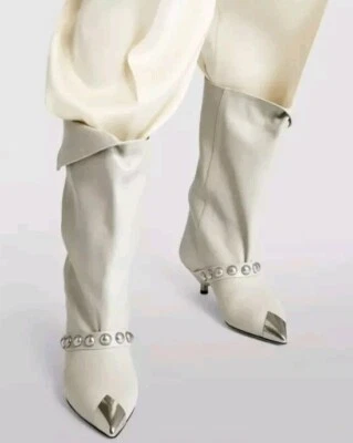 Isabel Marant Leabis Cuero Tachonado Punta Punta Botas Western Crudo Reino Unido 3 UE 36 Foto 1 de 4