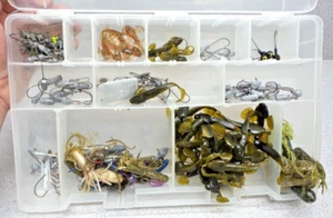 VINTAGE Fishing Soft Lure Set Multicolor Worm Squid Type Hooks 2.7 lbs with box - Picture 1 of 17