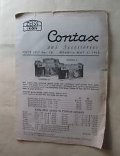 Vintage 1939 Zeiss Ikon Contax Camera Lens Price Guide & User Manual Book