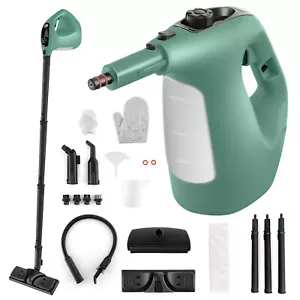 Multipurpose 1400W Handheld Steam Cleaner Steam Mop W/ 14 Accessories Green - Picture 1 of 10