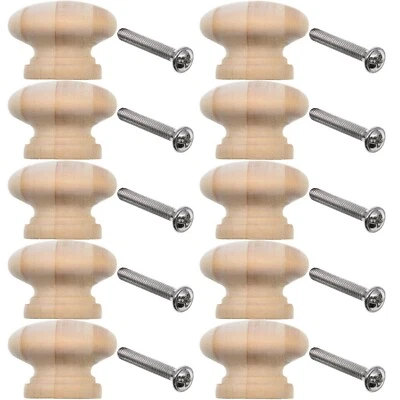 10 x WOODEN PINE KNOBS 35mm CHEST DRAWER WARDROBE KITCHEN CUPBOARD CABINET DOOR - Image 1 of 4