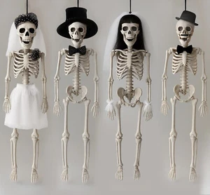 4× Hängende Skelett Figuren Braut Bräutigam Halloween Gothic Vintage Deko Party - Bild 1 von 5
