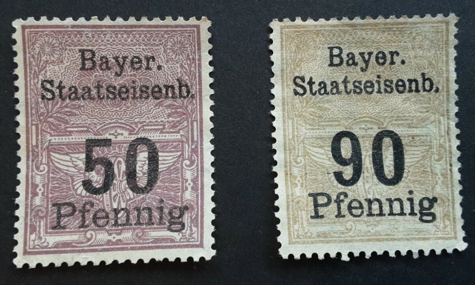 Germany Bavaria 1900’s - Bayer Staatseisenb MNG 50pf and 90pf stamps - Image 1 of 1