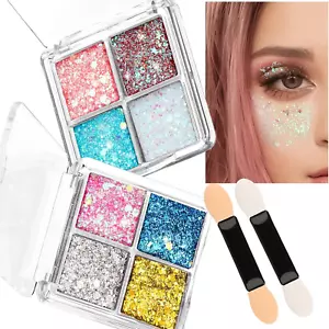 Face Glitter, Body Glitter for Women, 2 Glitter Palette 8 Colors Glitter Gel for - Picture 1 of 7