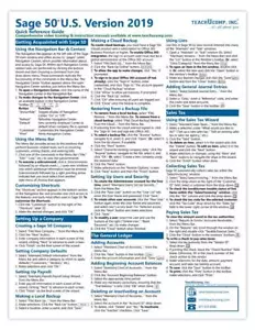 Sage 50 2019 Training Guide Quick Reference Card 4 Seiten Spickzettel Anleitung - Bild 1 von 4