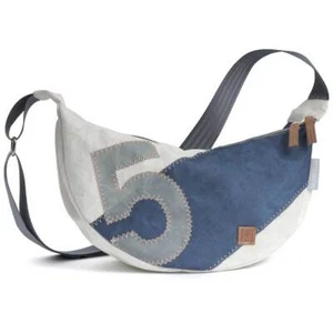 360 Grad Roop Moonbag Crossover Segeltuch Tasche weiß-blau, Gurt grau - Bild 1 von 3