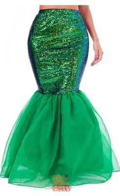 Disfraz de sirena para mujer maxi falda cola lentejuelas fiesta de Halloween Foto 1 de 2