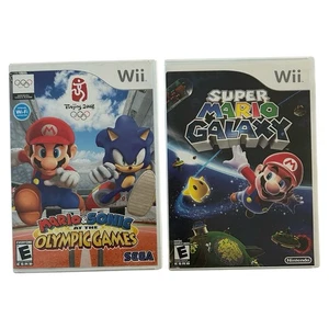 Nintendo Wii games Super Mario Galaxy & Mario & Sonic at the Olympic Games - Picture 1 of 9