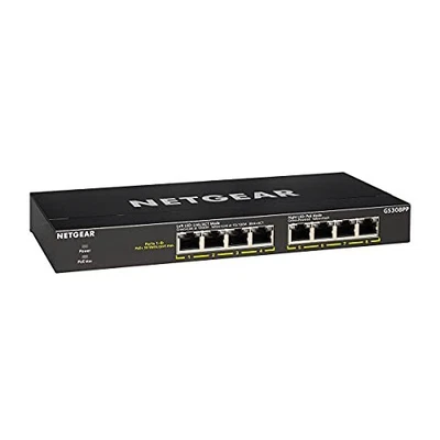 NETGEAR 8-PORT POE+ GIGABIT ETHERNET UNMANAGED ESSENTIALS SWITCH GS308PP - BLACK - Image 1 of 4