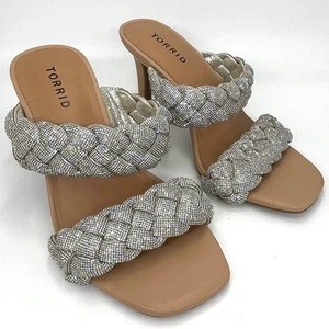 Torrid Silber Strass Doppelriemen Absatz - Größe 8WW - Bild 1 von 14