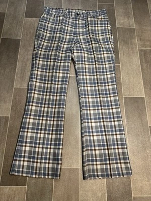 Vintage Levi’s Plaid Denim Pants 70’s Flair Pants Amazing New Condition 32x32 - Image 1 of 4