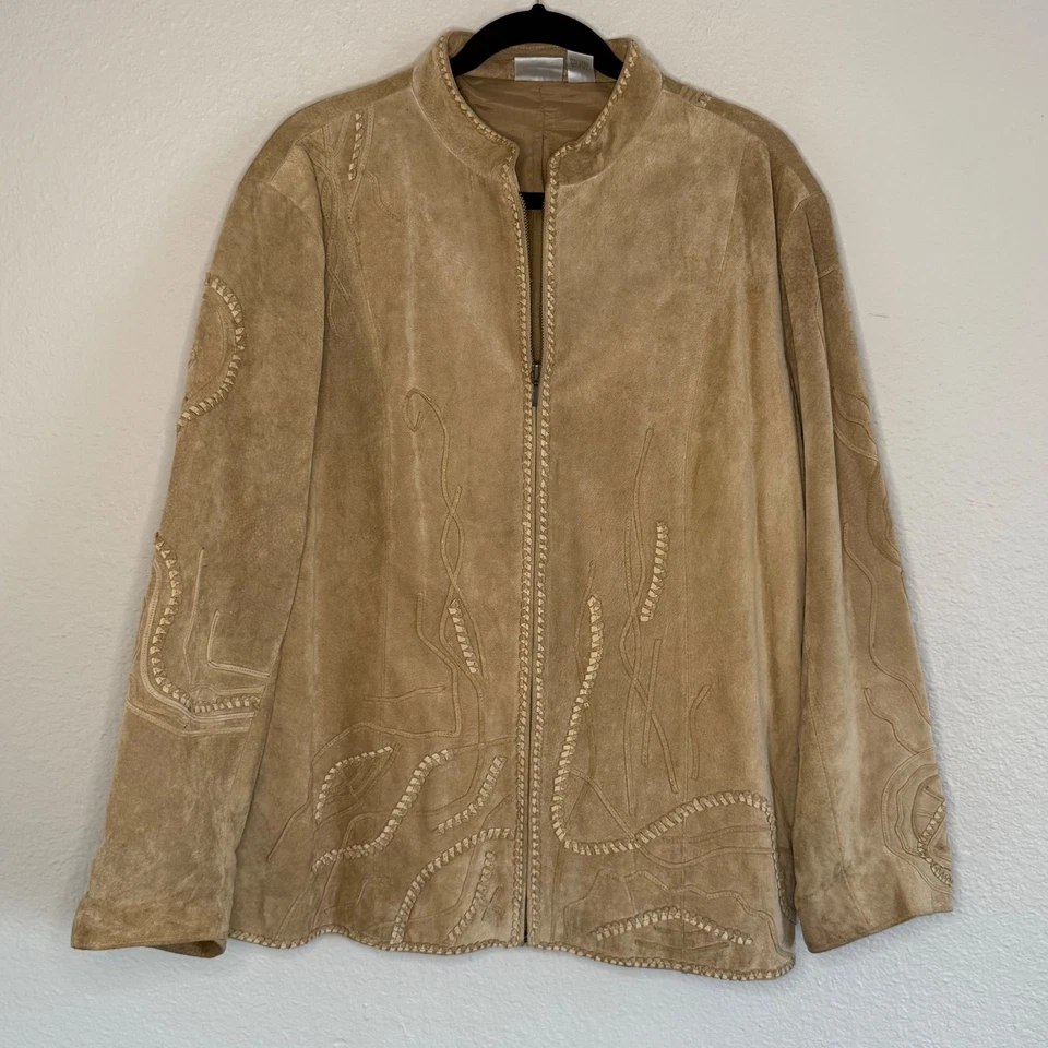 Chaqueta de Cuero Gamuza Chicos 3 XL Bordada Western Boho Country Artística Ecléctica Foto 1 de 4