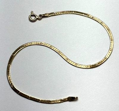 Brazalete de espiga de oro real macizo marcado 18k 2 mm 1,8 g 7,25" cierre de anillo de resorte Foto 1 de 4