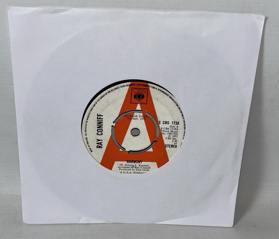 Ray Conniff – Harmony - 1973 Promo Vinyl 7" Single - S CBS 1738 - Image 1 of 3