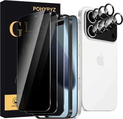 [3+3] Para iPhone 17 PRO MAX Protector De Pantalla Privacidad AntiEspia y Camara — 第 1/4 张图片