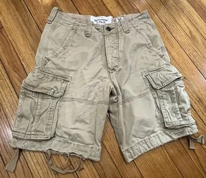 Abercrombie & Fitch Khaki Cargo Shorts Distressed Men's 30 Heavy Cotton - Picture 1 of 9