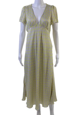 Vestido maxi slip Zara feminino cinza bolinhas gola V manga curta tamanho G - Imagem 1 de 4