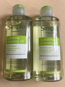 Simple Kind to Skin Hydrating Cleansing Oil, 125ml x2 grape seed vitamins E & A - Picture 1 of 6
